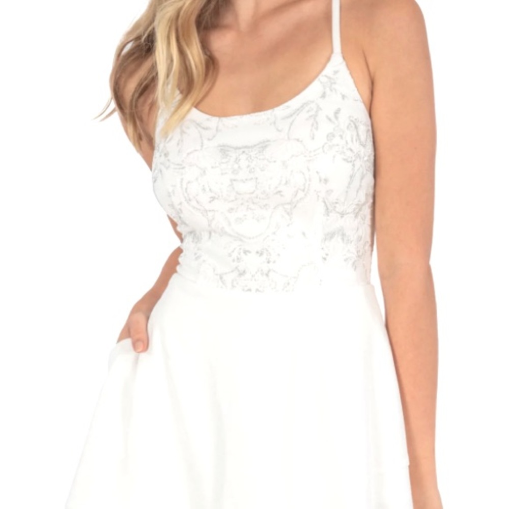 Brand New - Beautiful, white and silver homecoming dress great for weddings too!